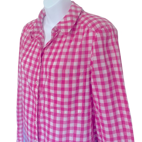 Anthropologie Pilcro Deb Shimmer Gingham Ombre Shirt Size Medium - Picture 6 of 12